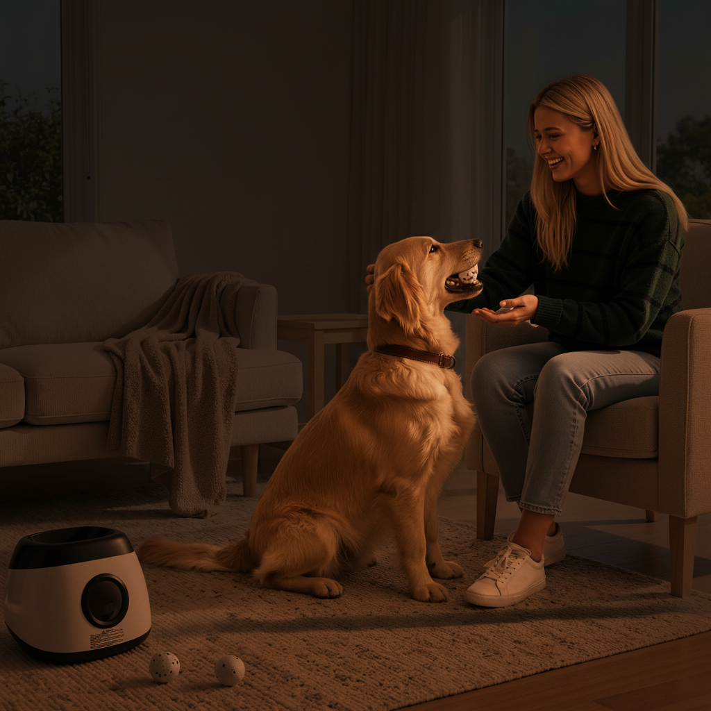 i.Pet Dog Ball Launcher | 6 ETPU Balls | 14/18/22m Range | Remote & Auto Modes