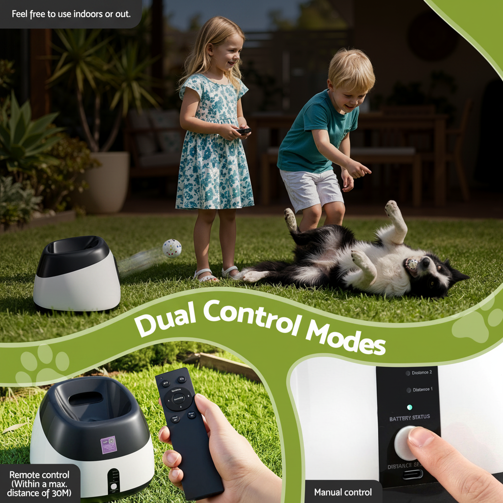 i.Pet Dog Ball Launcher | 6 ETPU Balls | 14/18/22m Range | Remote & Auto Modes