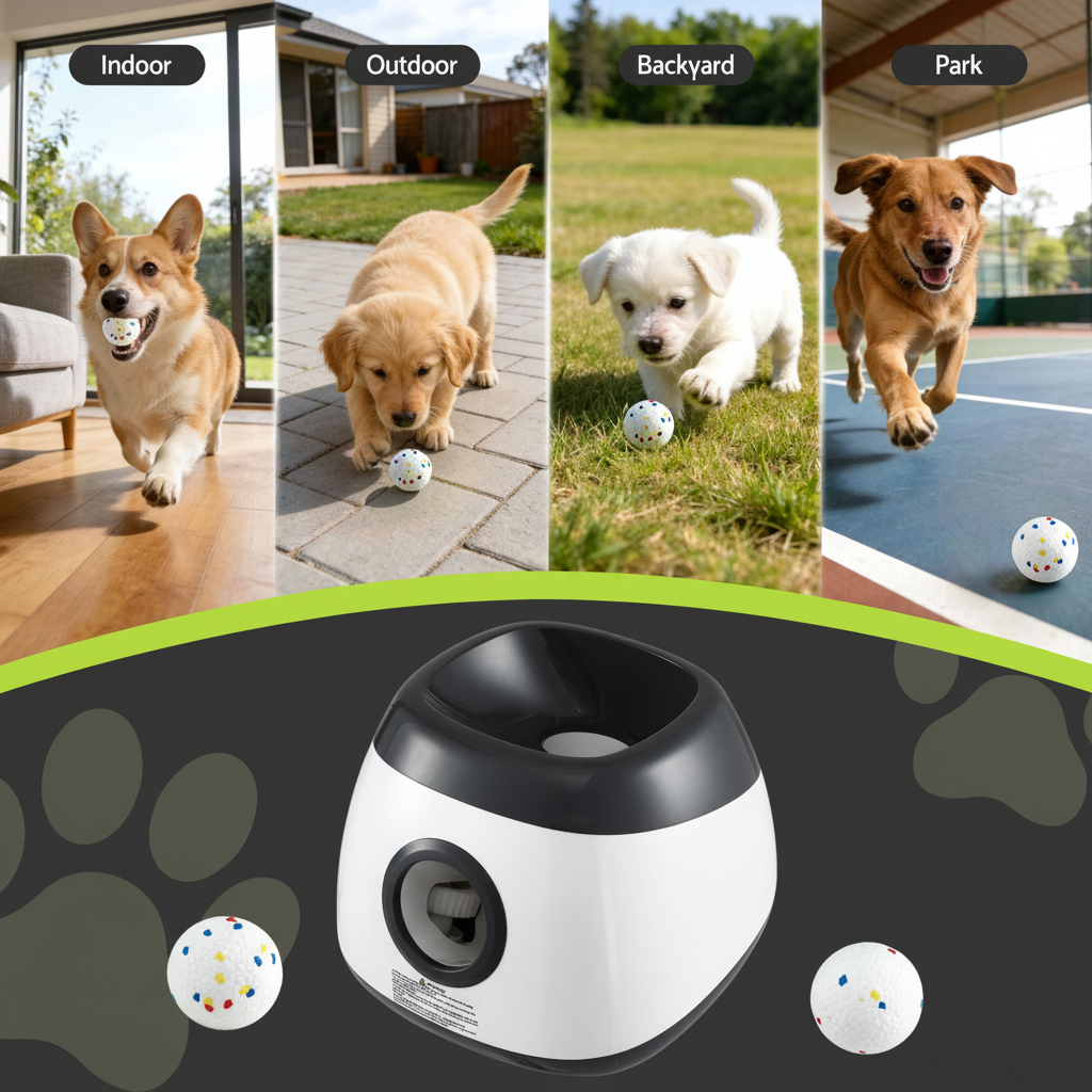 i.Pet Dog Ball Launcher | 6 ETPU Balls | 14/18/22m Range | Remote & Auto Modes
