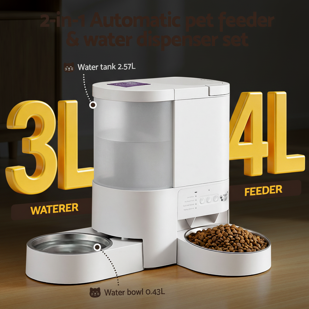 i.Pet 2-in-1 Auto Feeder & Water Dispenser | WiFi App Control | 4L Food + 3L Water