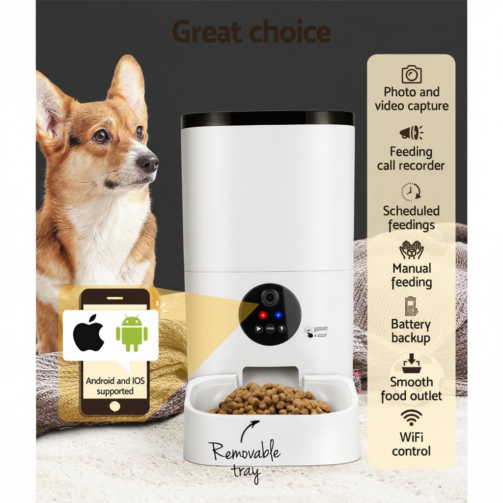 i.Pet 6L Auto Pet Feeder with HD Camera | WiFi App | Night Vision | Timer