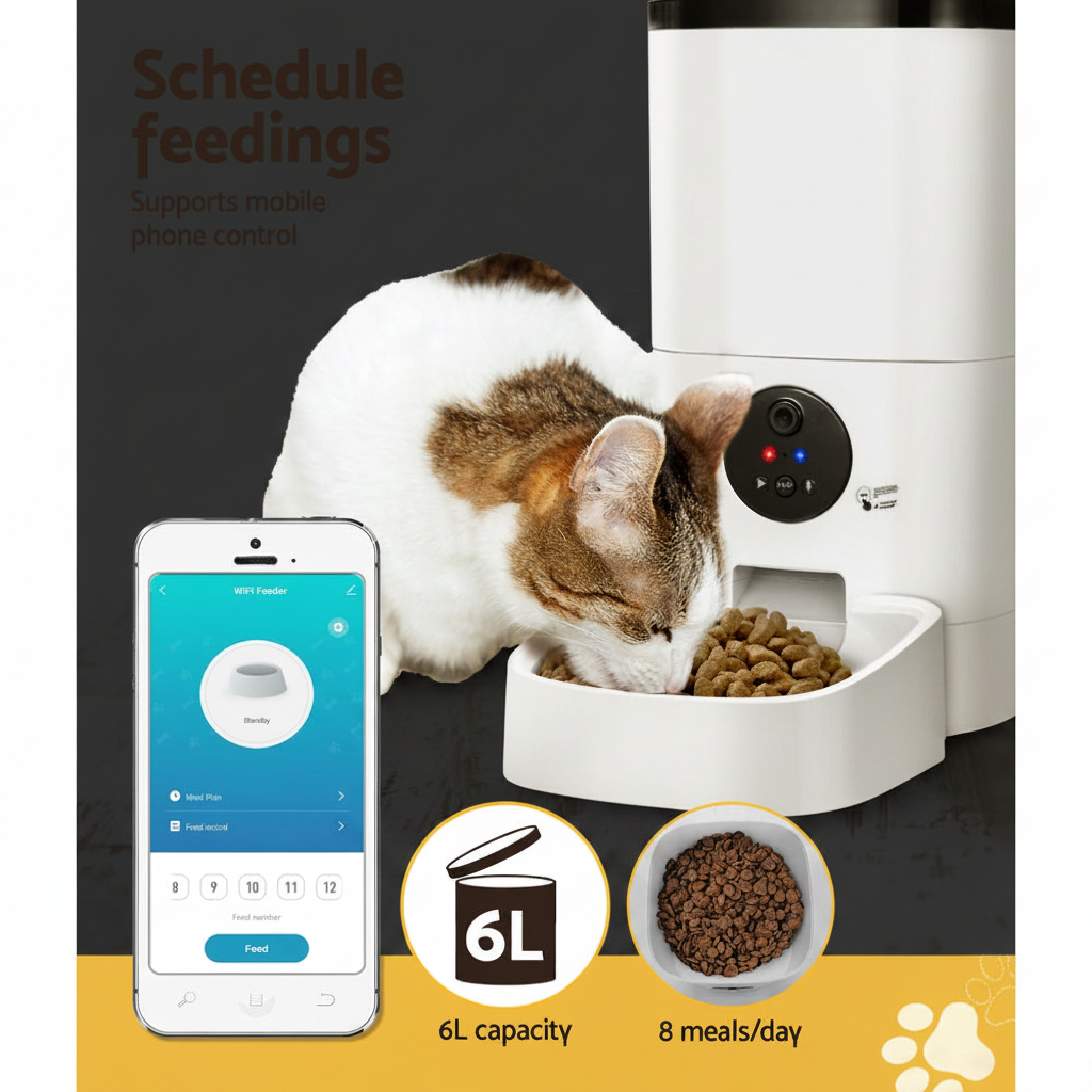 i.Pet 6L Auto Pet Feeder with HD Camera | WiFi App | Night Vision | Timer
