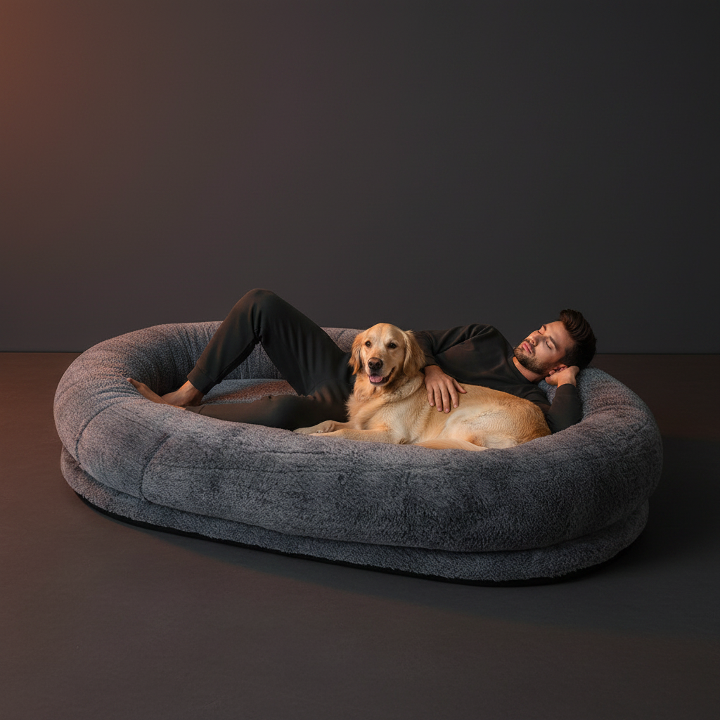 Human-Sized Bed — Man + Dog Fitting Together